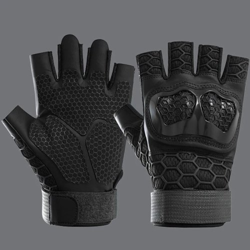 Imagen de Guantes tácticos de medio dedo para hombre, guantes protectores de carcasa dura para combate y caza,...