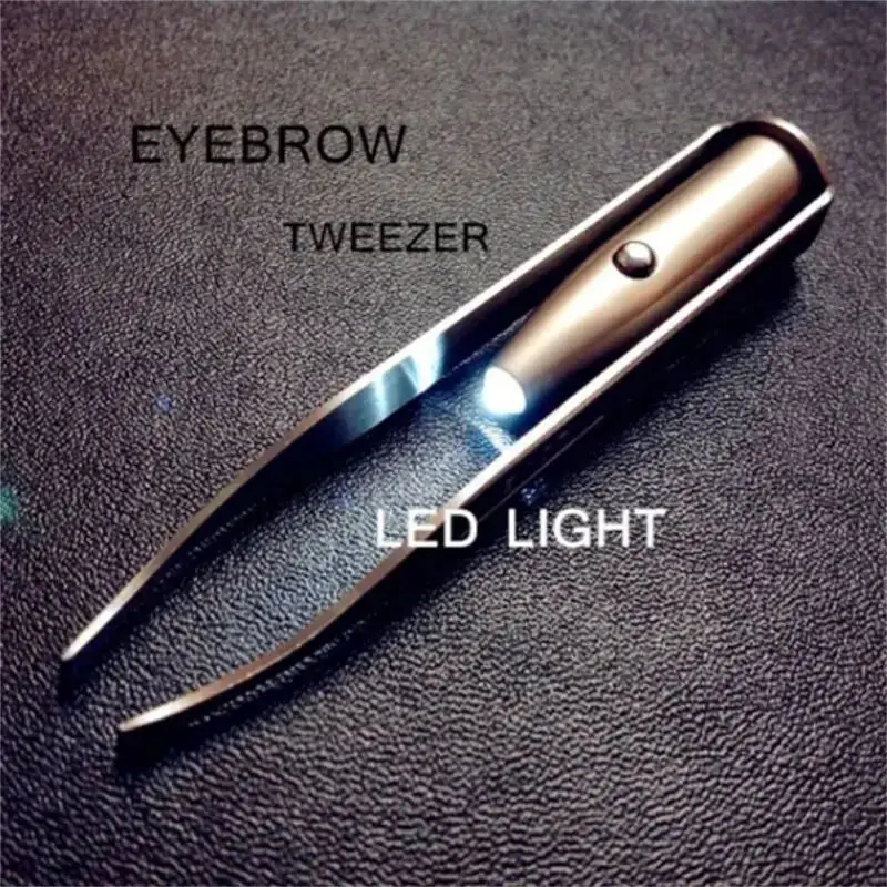 Immagine di Pinzetta per sopracciglia in acciaio inossidabile con luce LED integrata – Strumento di precisione per cura dei capelli e trucco