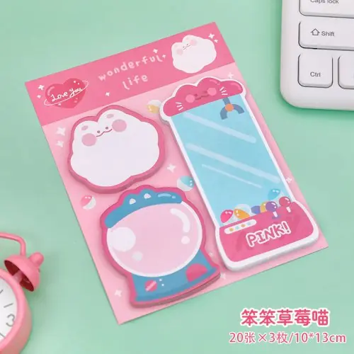 Image de Bloc-Notes Kawaii Fraise Lapin Ours - Mignon & Pratique