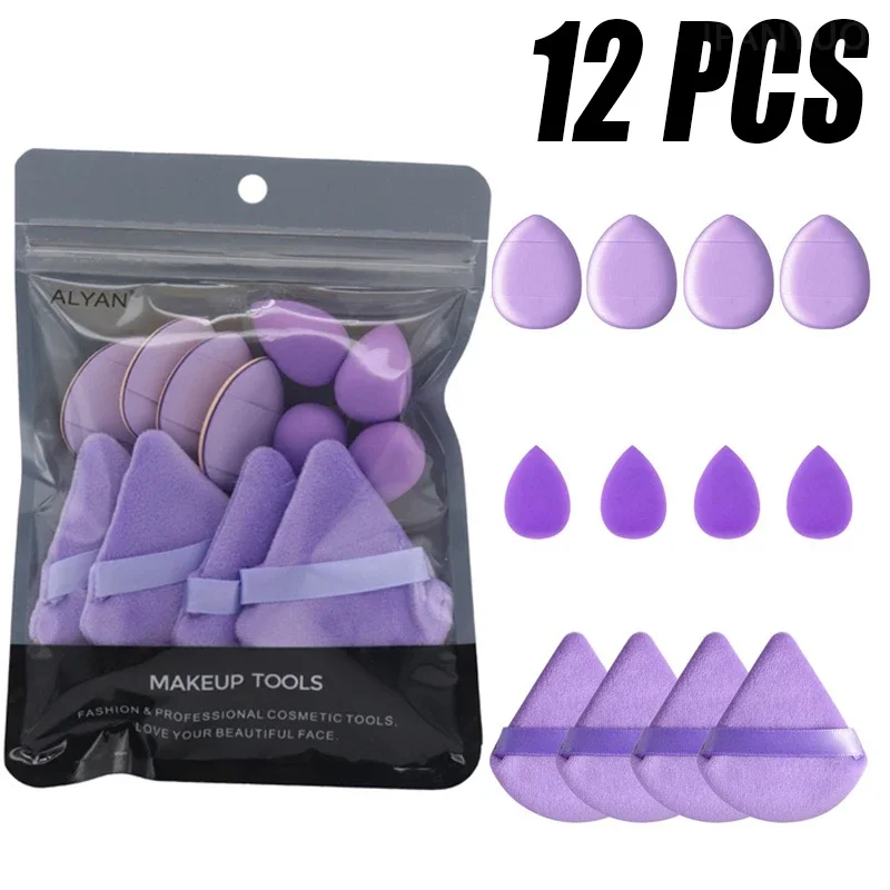 Imagen de Juego de 12 Esponjas Cosméticas Multicolor Suaves para Base en Polvo, Huevo Rosa y Morado - Accesorios Profesionales de Maquillaje