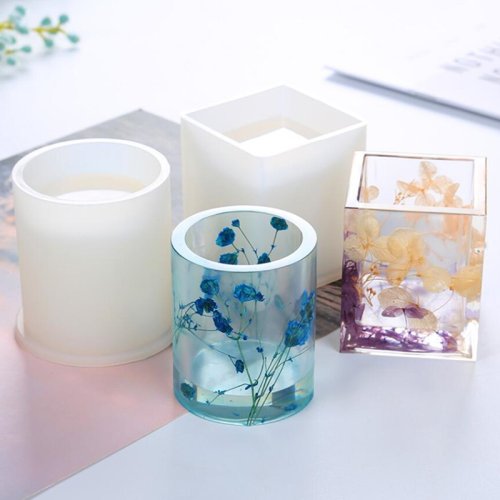 Bild von Natürliche Silikonform für Epoxyharz – DIY Schmuckanhänger, Stiftehalter und Organizer mit runder Lagerung – Handwerksset für kreative Projekte