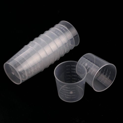 Afbeelding van 20 Pc 30 Ml Doorzichtige Plastic Vloeistof Maatbekers Gradiënt Laboratorium Test Cilinder Met Schalen Voor Hars Siliconen Mal tool