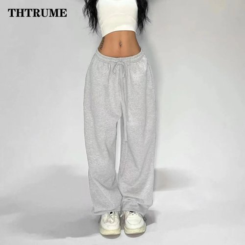 Immagine di Pantaloni Casual da Donna in Tinta Unità, Stile Estivo Oversize Vintage con Tasche e Coulisse, Pantaloni a Gamba Larga Eleganti e Chic