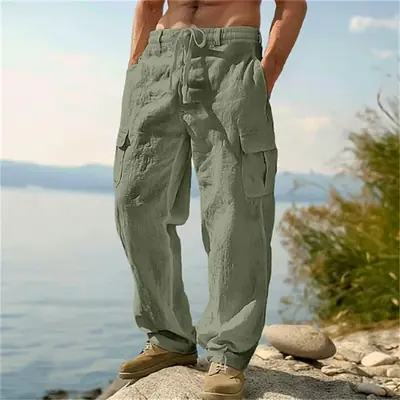 Image de Pantalon Cargo Homme Coton Lin - Confort & Style