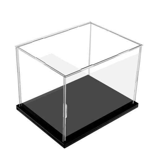 Immagine di Vetrina in Acrilico con Base Nera per Espositore da Banco – Scatola Trasparente per Oggetti da Collezione, Giocattoli e Organizzazione Domestica