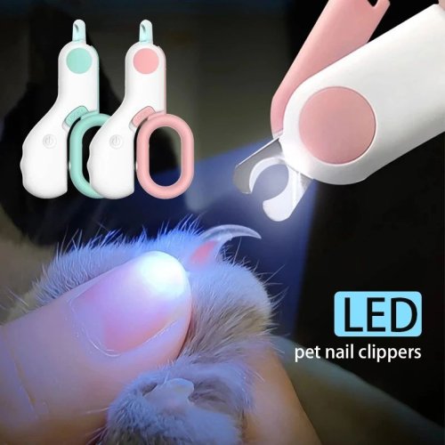 Imagen de Cortadora de uñas con luz LED para perros y gatos, cortadora profesional de garras para mascotas con bloqueo de seguridad, Kit de herramientas de cuidado para cachorros y gatitos