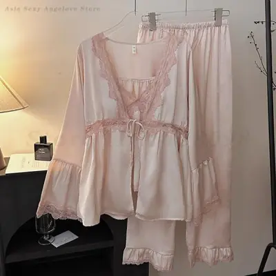 Image de Pyjama Dentelle Sexy 3 Pièces Femme