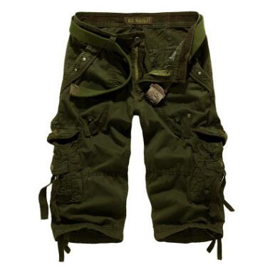Imagen de Nuevos pantalones cortos informales de verano para hombre, pantalones cortos deportivos lisos rectos, pantalones cortos Cargo para hombre, pantalones de chándal hasta la rodilla de algodón a la moda p