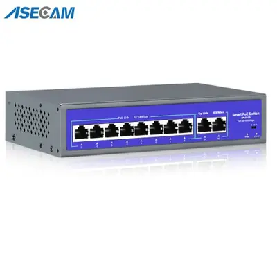 Image de Commutateur PoE 8 Ports 10/100/1000 Mbps - Alimentation 52V pour Caméras IP