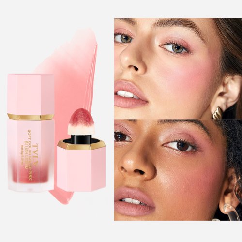 Image of 4-Color Matte Liquid Blush with Built-In Sponge Brush – Long-Lasting, Waterproof, Easy-to-Apply Makeup for Flawless Cheek Color