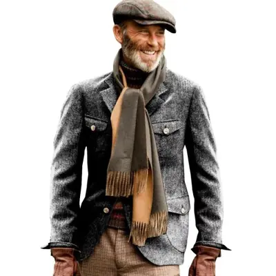 Image de Blazer Vintage Tweed Homme - Style Britannique Élégant