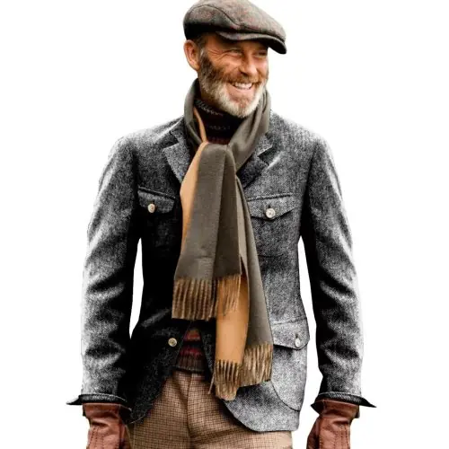 Image de Blazer Vintage Tweed Homme - Style Britannique Élégant