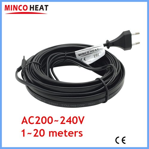 Imagen de MINCO HEAT AC200 ~ 240V Cable de calefacción autorregulable con enchufe europeo para tubería de agua protección anticongelante sistema de calefacción para mascotas