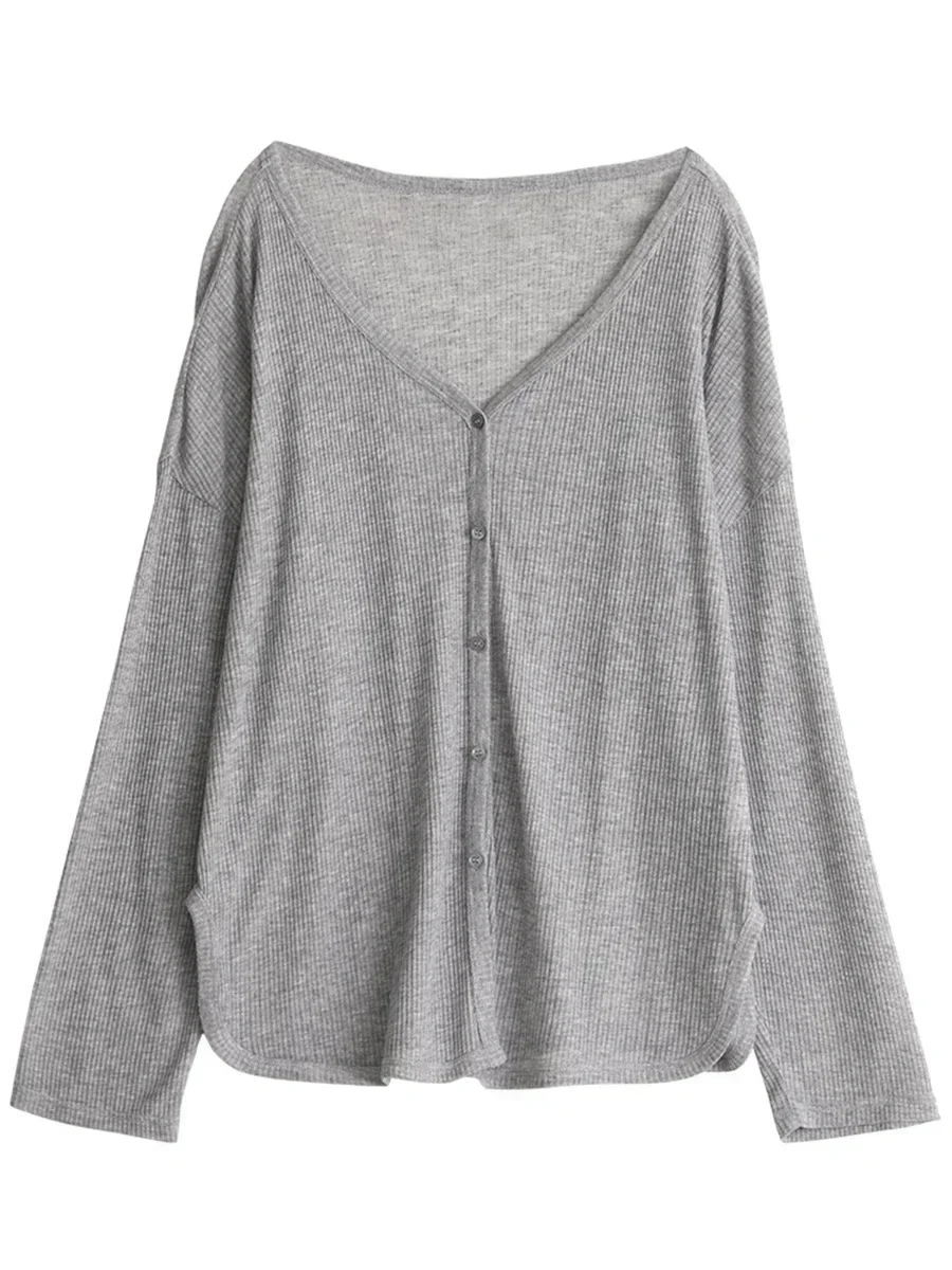 Immagine di Cardigan da donna CHIC VEN nuova camicia femminile a maniche lunghe con scollo a v maglioni femminil...