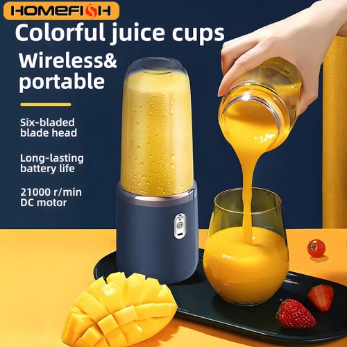 Zdjęcie Homefish Podwójny Kubek Wielofunkcyjny z USB – Przenośny Elektryczny Blender do Owoców, Sokowirówka i Mieszadło do Koktajli Mlecznych