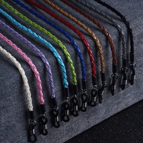 Imagen de Gafas tejidas con cadena de cuerda de cuero para hombre y mujer, accesorios antideslizantes para deportes al aire libre, 1 ud. ﻿ (11 colores para elegir)