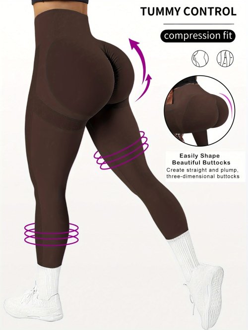 Afbeelding van Comfortabele dames yogabroek met hoge taille, strakke pasvorm en heuplift voor optimale steun tijdens sport en yoga