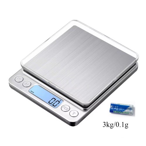 Immagine di Bilancia Digitale da Cucina 3000g con Precisione 0,1g – Piccola e Portatile per Alimenti, Gioielli e Pesi Precisi in Grammi e Oz con Display LCD e Funzione Tara