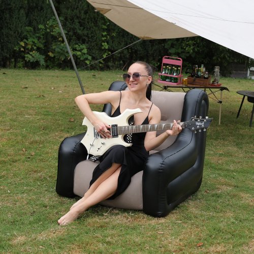 Bild von Luftmatratze, aufblasbares Sofa, doppelter aufblasbarer Stuhl für zusammenklappbare Blow-Up-Couch-Liege, tragbares Luftsofa, Innenzelt, Camping