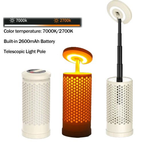 Immagine di Torcia Telescopica Portatile da 8000mAh con Batteria Ricaricabile per Escursionismo, Campeggio e Pesca - Lanterna da Campeggio Multifunzione con Luce Potente