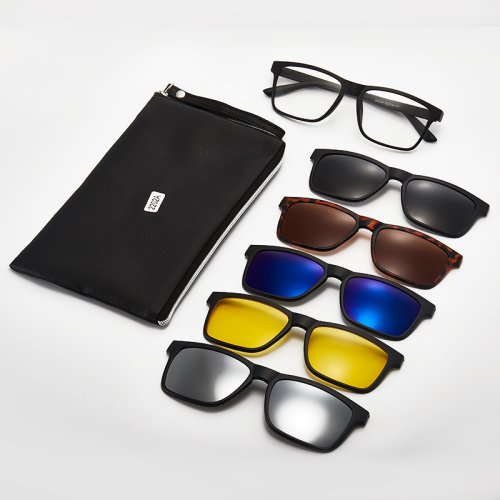Imagen de Gafas de Sol Magnéticas con Pinza para Montura Óptica y Polarizadas, Diseño 6 en 1 para Hombres y Mujeres con Estuche Incluido