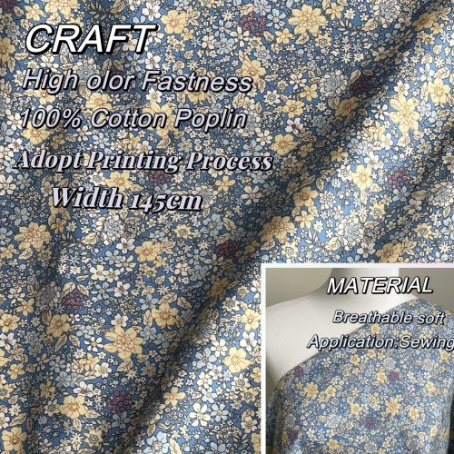 Imagen de Tela Amanecer Azul 100% Algodón para Vestidos Infantiles