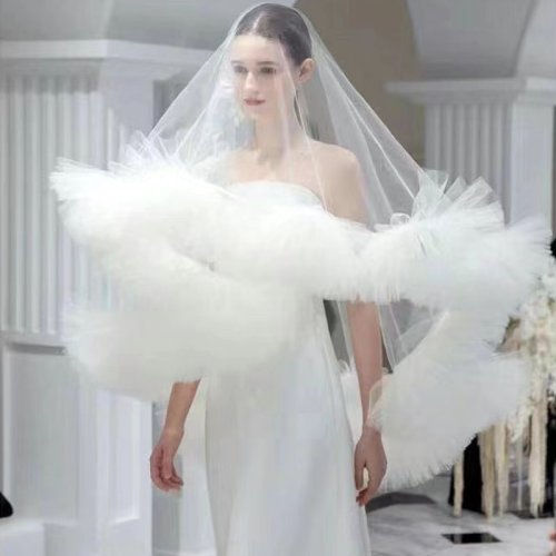 Immagine di Velo da Sposa in Tulle Singolo Strato - Eleganza e Leggerezza