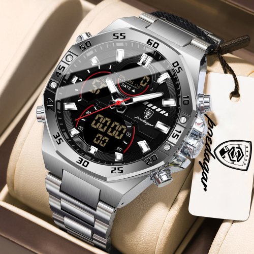 Immagine di POEDAGAR Orologio da uomo nuovo LED luminoso impermeabile settimana data orologio da polso militare ...
