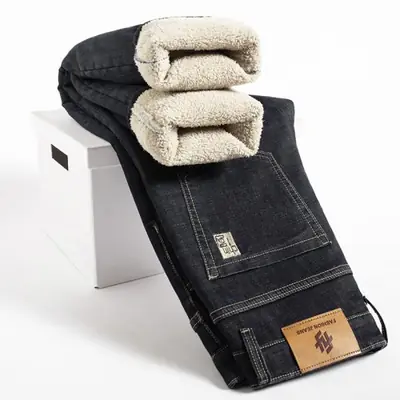 Jeans Hiver Homme Doublé Polaire - Chaud & Élastique