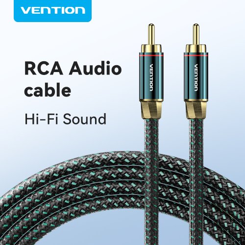 Imagen de Vention-Cable de Audio Coaxial Hi-Fi 4N, Cable de Audio Coaxial RCA trenzado de algodón plateado macho a macho para altavoz amplificador de TV