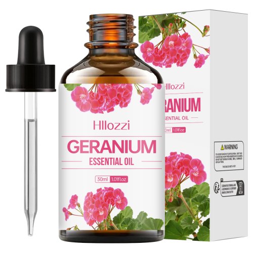 Immagine di Olio Essenziale di Geranio Puro 100% Naturale – Idratazione Profonda per Pelle e Capelli, Aromaterapia per Massaggi e Auto