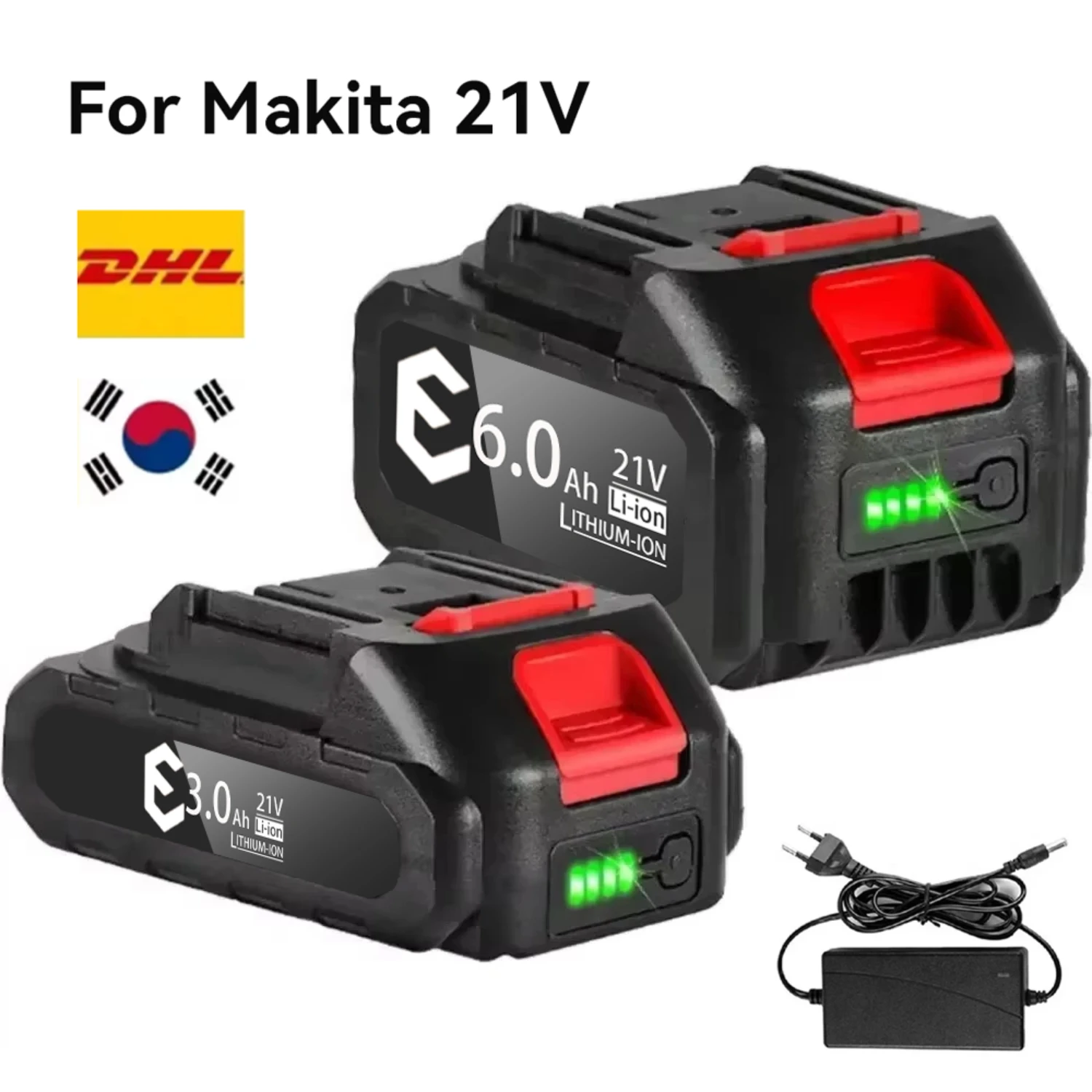 Image of Makita Compatible 21V Li-ion Battery Pack 5S2P 3000mAh, 6000mAh, 9000mAh Fast Charging Safety Certified for Electric Drill and Power Tools