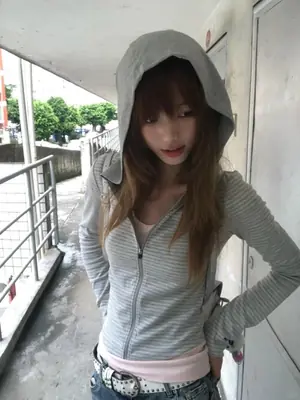 Sweat à capuche Y2K Rayé pour Femmes