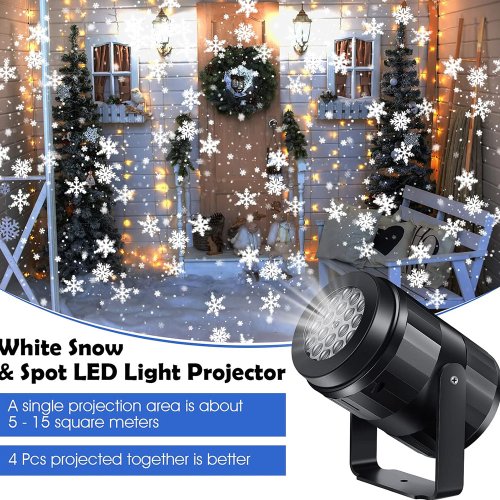 Image of LED Snowflake Projector Holiday Lights – Christmas Projection Stage Lamp with Rotating Snow Effect for New Year 2026 Party Decorations