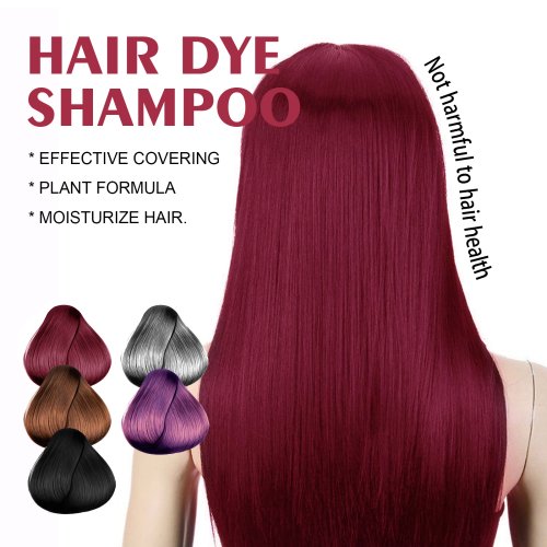 Imagen de Champú para teñir el cabello, 5 colores, 3 en 1, reparación rápida de teñido del cabello, limpieza en seco, nutritivo, restauración de raíces del cabello, coloración, champú negro