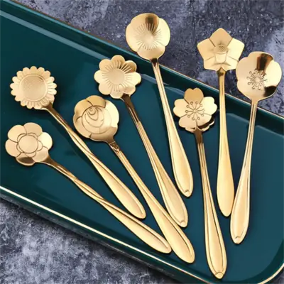 Image de Cuillères à Café Fleurs de Cerisier - Ensemble de 8 Pièces