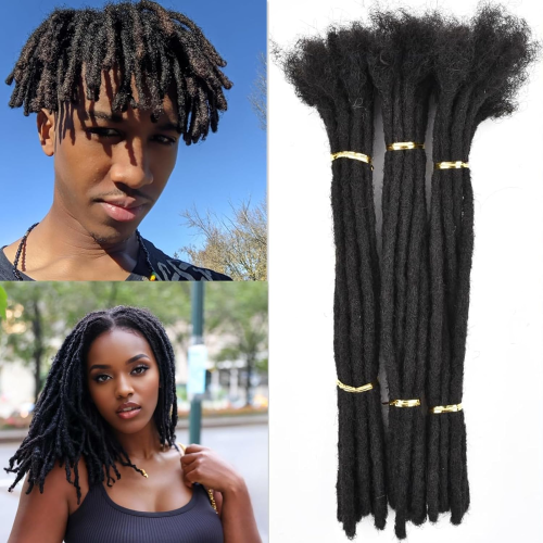 Image of Natural Human Hair Loc Extensions – Handmade Dreadlocks for Men, Women & Kids, 6-24 Inch, 40 Strands, Dyeable & Soft