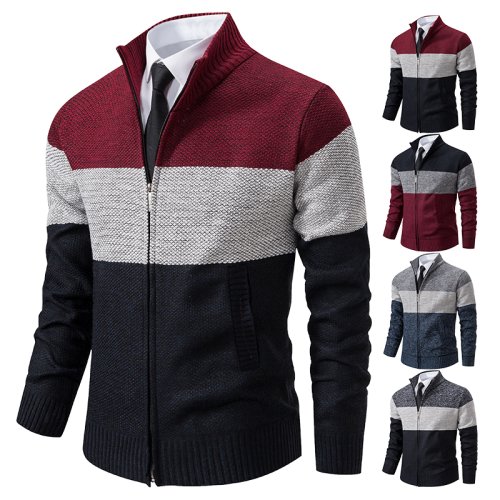 Afbeelding van Herensweater met opstaande kraag – Trendy trui voor herfst en winter, warme en stijlvolle jas-achtige sweater