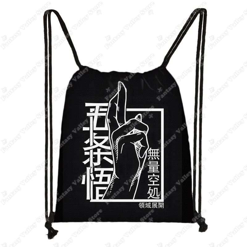 Immagine di Anime Jujutsu Kaisen Zaini Gojo Satoru Yuji Itadori Borsa con coulisse Harajuku Borse di stoccaggio di grande capacità Borsa a tracolla per esterni