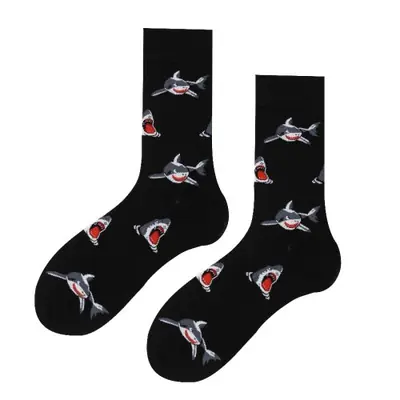 Image de Chaussettes Homme Mi-Mollet Coton Motif Déco Noir