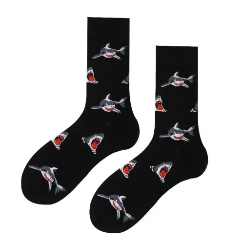 Image de Chaussettes Homme Mi-Mollet Coton Motif Déco Noir