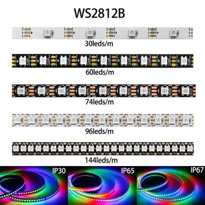 Image de Bande LED RGB WS2812B - Contrôle Individuel des Pixels