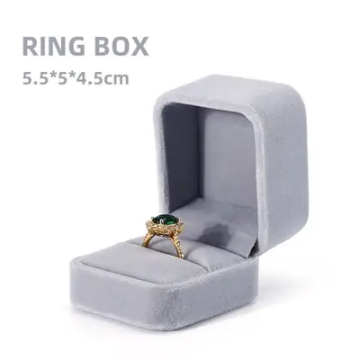 Image de Boîte à Bijoux en Velours Gris - Élégant Organisateur de Bijoux