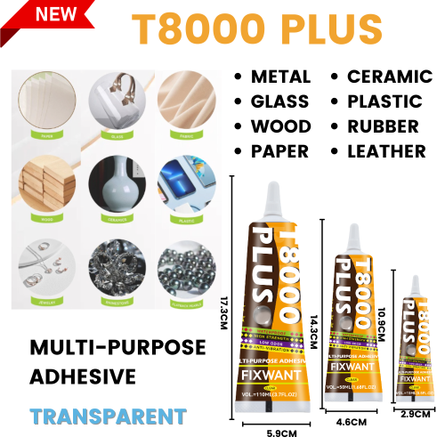 Imagen de T-8000 actualización T8000 PLUS pegamento transparente para reparación de relojes y teléfonos, adhesivo de contacto, tela de cuero resistente al agua, pegamento DIY de Metal y madera 15/50/110ML
