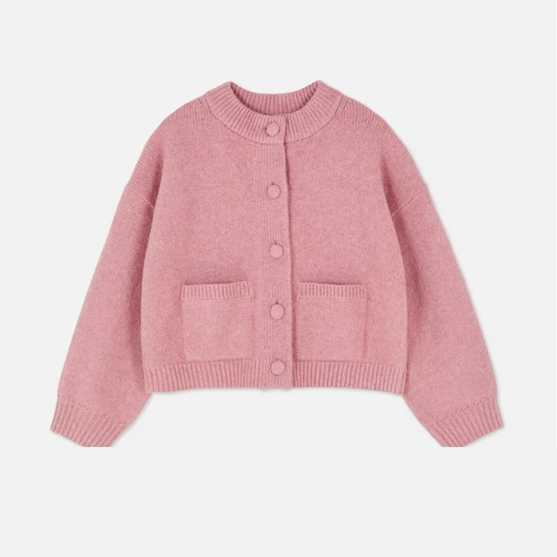 Immagine di Cardigan da donna elegante in maglia solida o collo manica lunga monopetto giacca da donna tascabile...