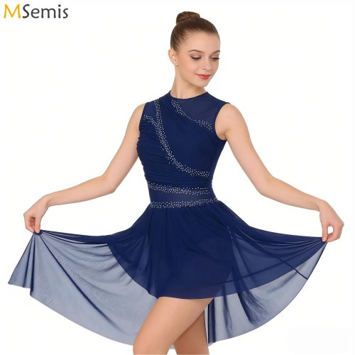 Imagen de Vestido de Danza Brillante con Diamantes de Imitación