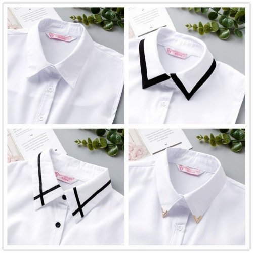 Cravatta frontale da donna Colletto finto ricamato bianco Perline classiche con supporto Colletto staccabile Mezza camicia in pizzo con stampa vintage finta