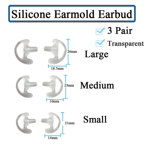 Image de Écouteurs Silicone Universels pour Talkie-Walkie - Blanc & Noir