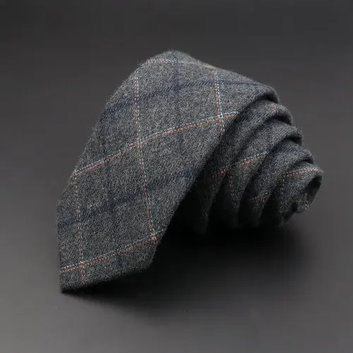 Image de Cravate Homme 6 cm Gris Plaid - Élégante & Décontractée
