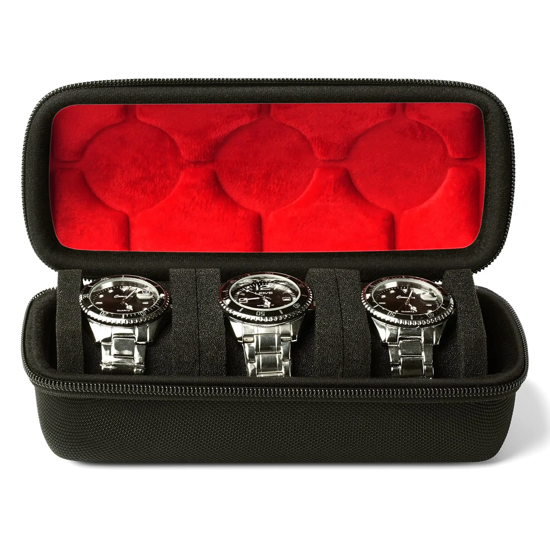 Immagine di Organizzatore di scatole per orologi da uomo, custodia da viaggio per orologi, supporto per display portatile per orologi da polso con cuscino per orologi anti-movimento